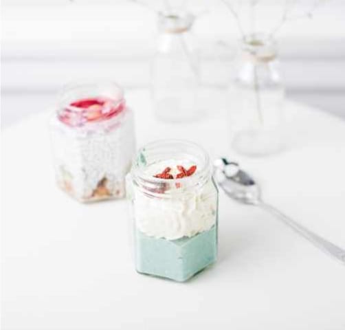 Small Jar containing pannacotta and chantilly on top